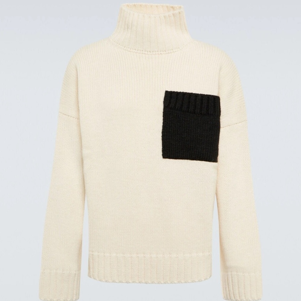 JW Anderson Patch Pocket Turtleneck Sweater Off White Black Men’s Large